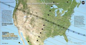 NASA Solar Eclipse Path on August 21, 2017 map
